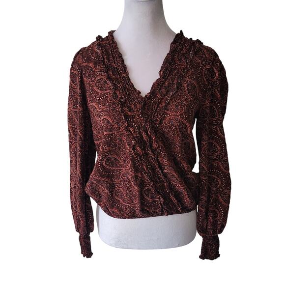 Evereve Tops - Evereve Size XS Adan Paisley Long Sleeve Surplice Blouse Coquette Boho Feminine
